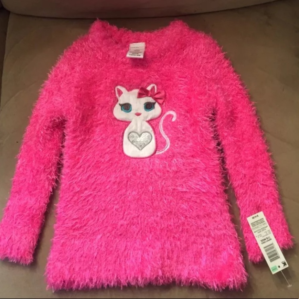 Wonder kids pink cat long sleeve sweater 18 months